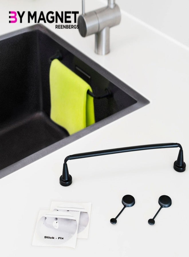 Reenbergs ByMagnetic Dish Cloth Rail in-Sink Drying Rack Made in Denmark Choose Magnet Strength (Black Flexible Plastic + 1 Swedish Dishcloth, Strong Magnets (for Corian/Granite Thick Sink)) - Image 2